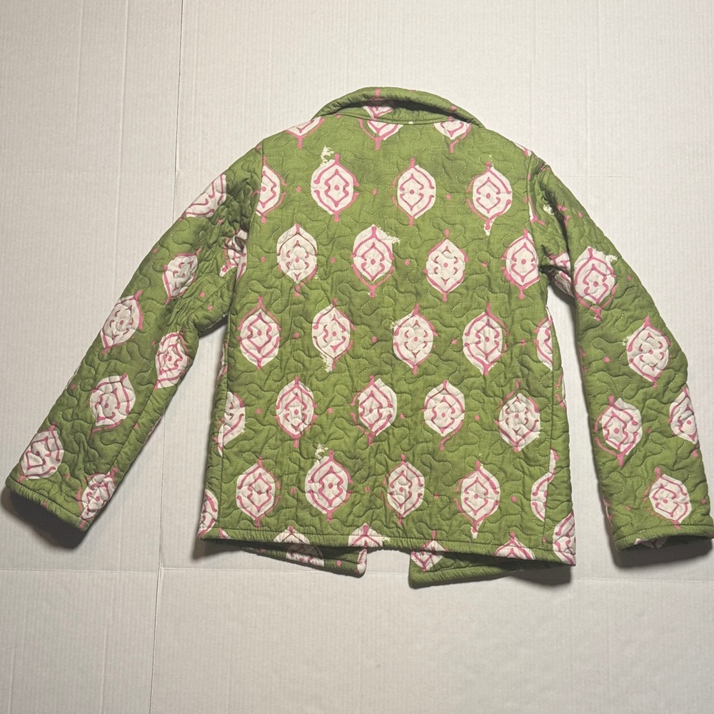 IDA MAE HOME Green Pink Handcrafted Quilted‎ Women's Jacket Abstract Pattern SM - Picture 8 of 13